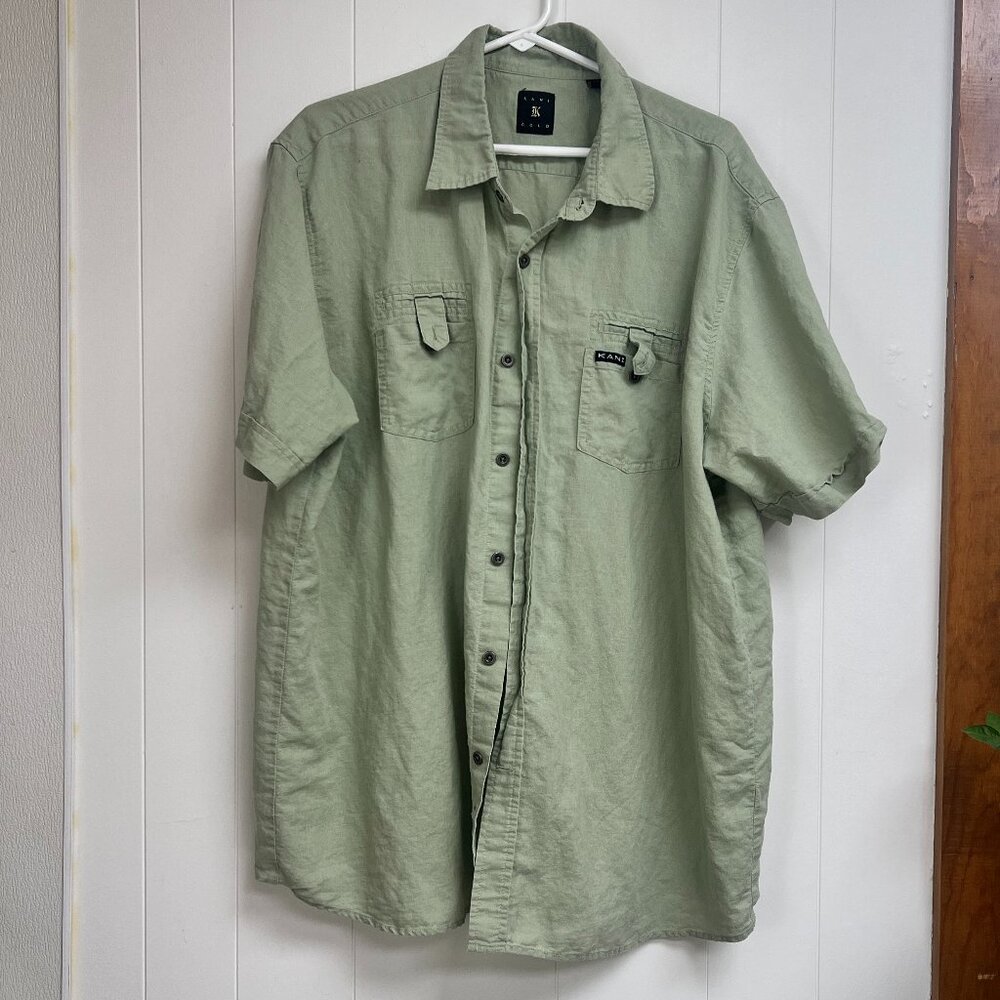 Kani Gold Men's Light Green Short Sleeve Button Down Size XXL